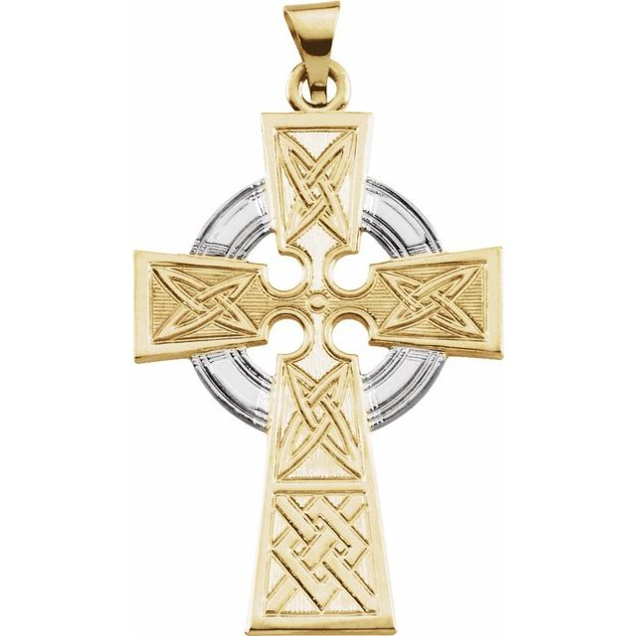 14KT White Gold & 14KT Gold Diamond-Cut Celtic Cross Pendant