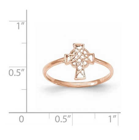 14K Rose Gold Polished Celtic Cross Ring - OrthodoxGifts.com