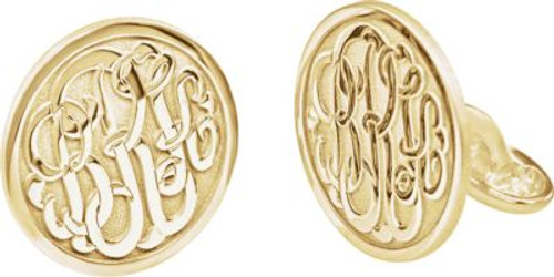14KT Gold-Plated over Sterling Silver Script Monogram Cuff Links 