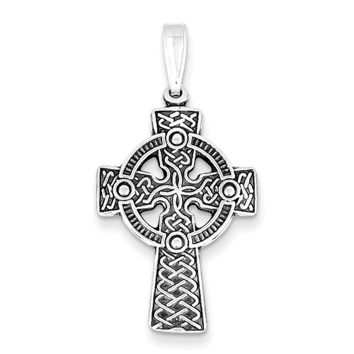 Sterling Silver Antiqued Celtic Cross Pendant