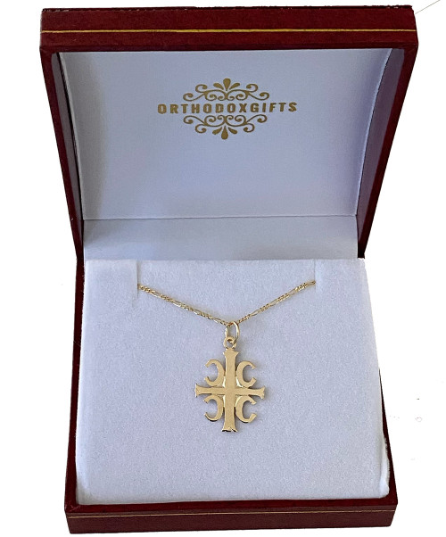 10KT Gold 4Cs Serbian Style Cross- Large