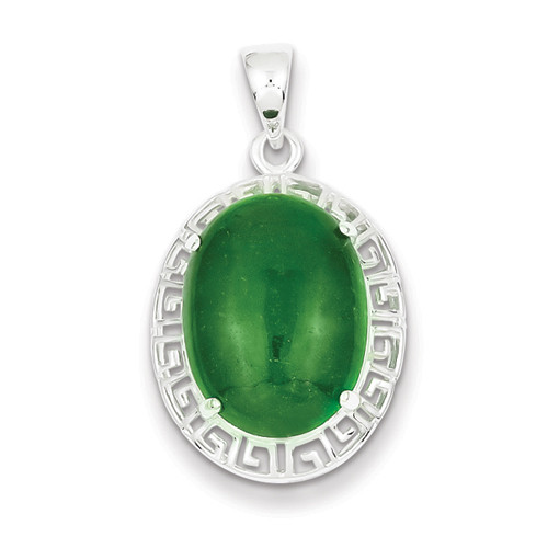 Sterling Silver Jade Greek Key Pendant