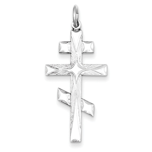 Sterling Silver Classic 3-Bar Cross: Accent Cut: L- 1 7/8" (Engravable)