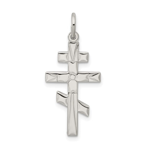 Sterling Silver Classic 3-Bar Cross: Accent Cut: M- 1 1/8" (Engravable)