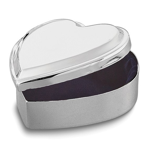 Engravable Silver-Plated Heart Shaped Round Jewelry Box