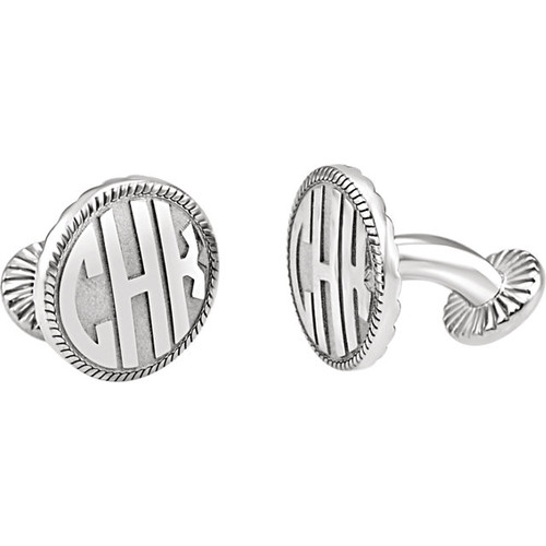 Personalized Sterling Silver 3-Letter Block Monogram Cufflink Set 