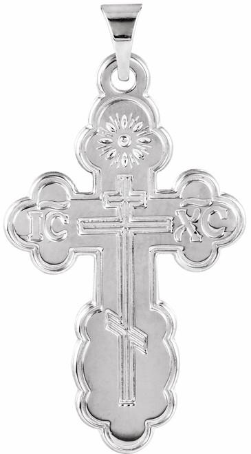 14KT White Gold St. Olga Style Cross- Small- (Inscribed)