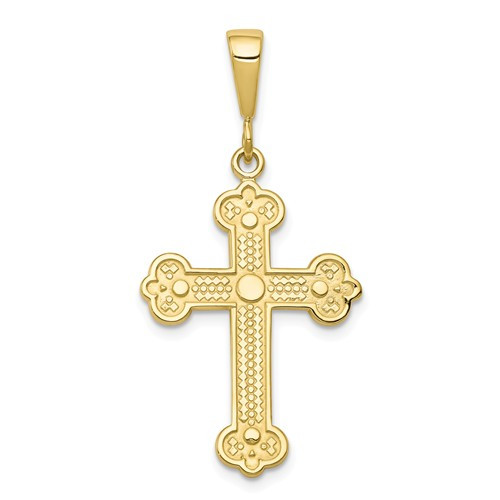 10KT Gold Decorated Budded Style Orthodox Cross- 1"