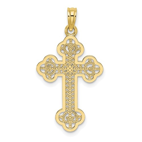 10KT Budded Lace Orthodox Cross- 1"