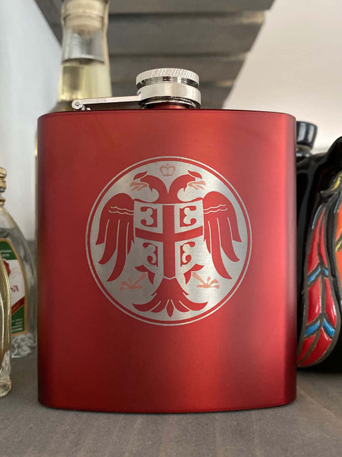 Stainless Steel Serbian Grb Flask - Multiple Colors