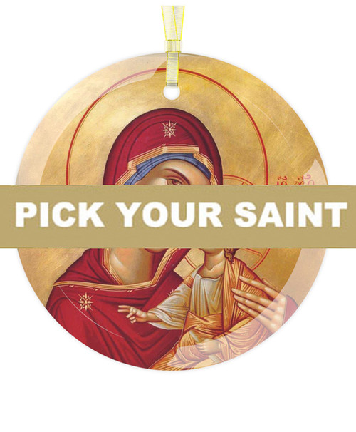 Pick-Your-Saint Icon Clear Acrylic Ornament