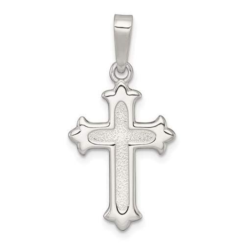 Sterling Silver Polished and Textured Cross