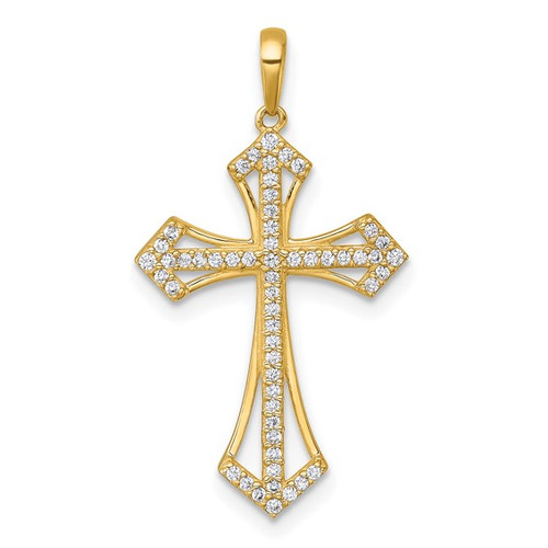 14KT Gold Polished Fancy CZ Cross