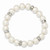 Silver-tone Simulated Pearl White Crystal Stretch Bracelet