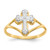 14KT Gold & Rhodium Cross Ring- Size 7