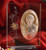 Italian Silver Icon of Christ on Glass Stand with Decorations 