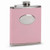 Engravable Pink Faux Leather Polished Stainless Steel 7oz Hip Flask