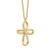 14KT Gold 3/4" Ribbon Cross CZ Slide on 18" 14KT Chain