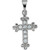 14KT White Gold Genuine Diamond Byzantine Budded Cross Pendant- 1/2"