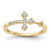 Sterling Silver Gold-Plated CZ Cross Ring