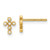 10KT Gold Polished CZ Cross Post Earrings (Tiny)