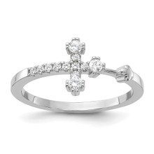 Men's Sterling Silver Crucifix Cross Ring With CZ Stones - Size 12.5