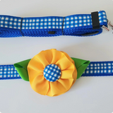 Blueberry Check/Yellow Flower