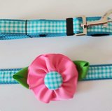 Aqua Check/Pink Flower