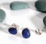 Pebble Azure Stud Earrings-Lapis