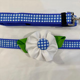Blueberry Check/White Flower Collar & Leash-Sold Individually