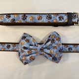 Paw Print Bowtie Collar & Leash-Sold Individually
