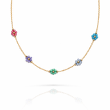 Multicolor Flower Chain Necklace