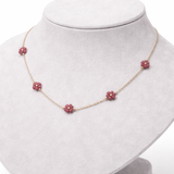 Pink Tourmaline Flower Chain Necklace