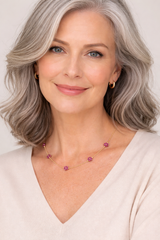 Pink Tourmaline Flower Chain Necklace