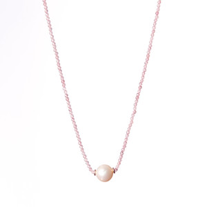Freshwater Pearl Necklace-Cherry Quartz Freshwater Pearl Necklace-Cherry Quartz