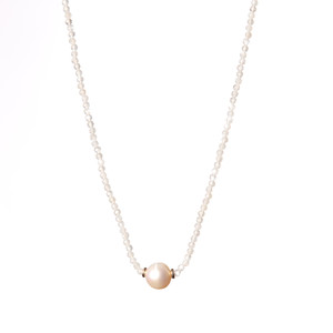 Freshwater Pearl Necklace-Moonstone Freshwater Pearl Necklace-Moonstone