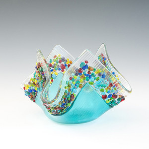 Confetti Glass Candle-Sky Blue Confetti Glass Candle-Sky Blue