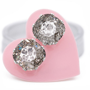 Silver Patina Cushion Earring