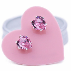 Light Pink Heart Ultra Mini Bling Earring