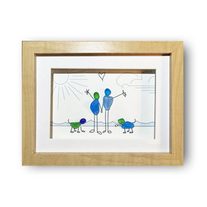 Sea Glass Art Couple with Dogs