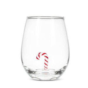 Candy Cane Icon Stemless Wine Glass