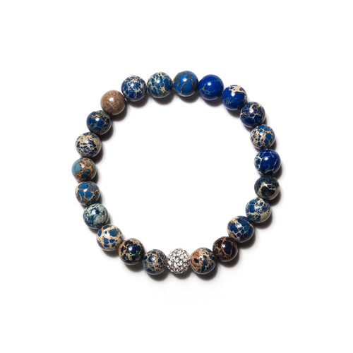 Fireball Bracelet-Sea Sediment Jasper Blue