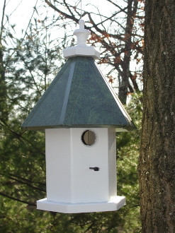 The Allegra Hanging birdhouse-patina roof