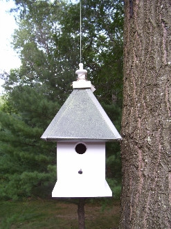 The Concord Hanging birdhouse-patina roof