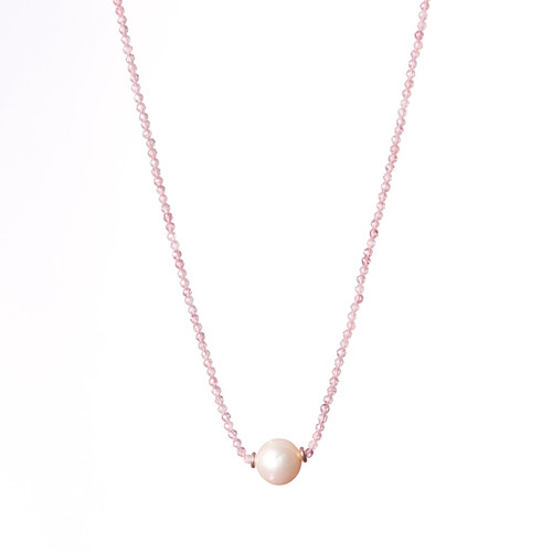 Freshwater Pearl Necklace-Cherry Quartz