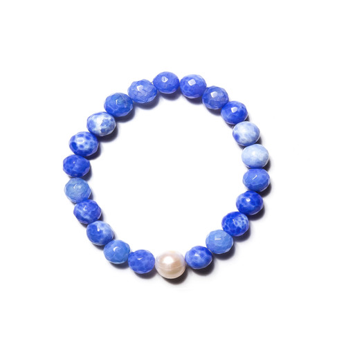 Fire Agate Bracelet With Freshwater Pearl