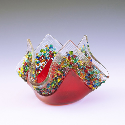 Confetti Glass Candle-Cherry Red