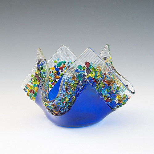 Confetti Glass Candle-Cobalt Blue