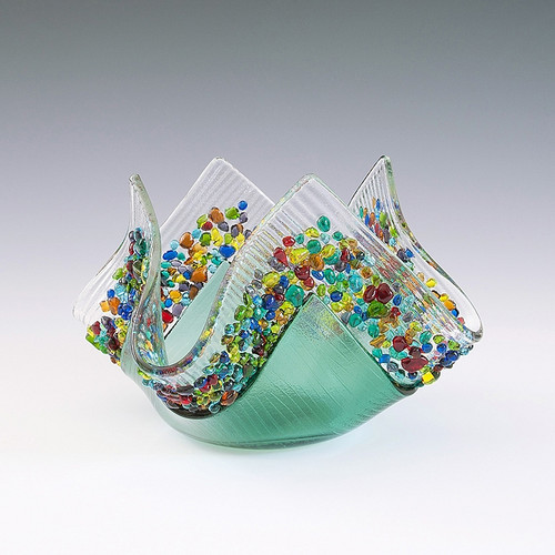 Confetti Glass Candle-Sea Green