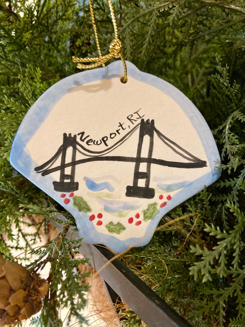 Sakonnet Pottery Newport Bridge Shell Ornament